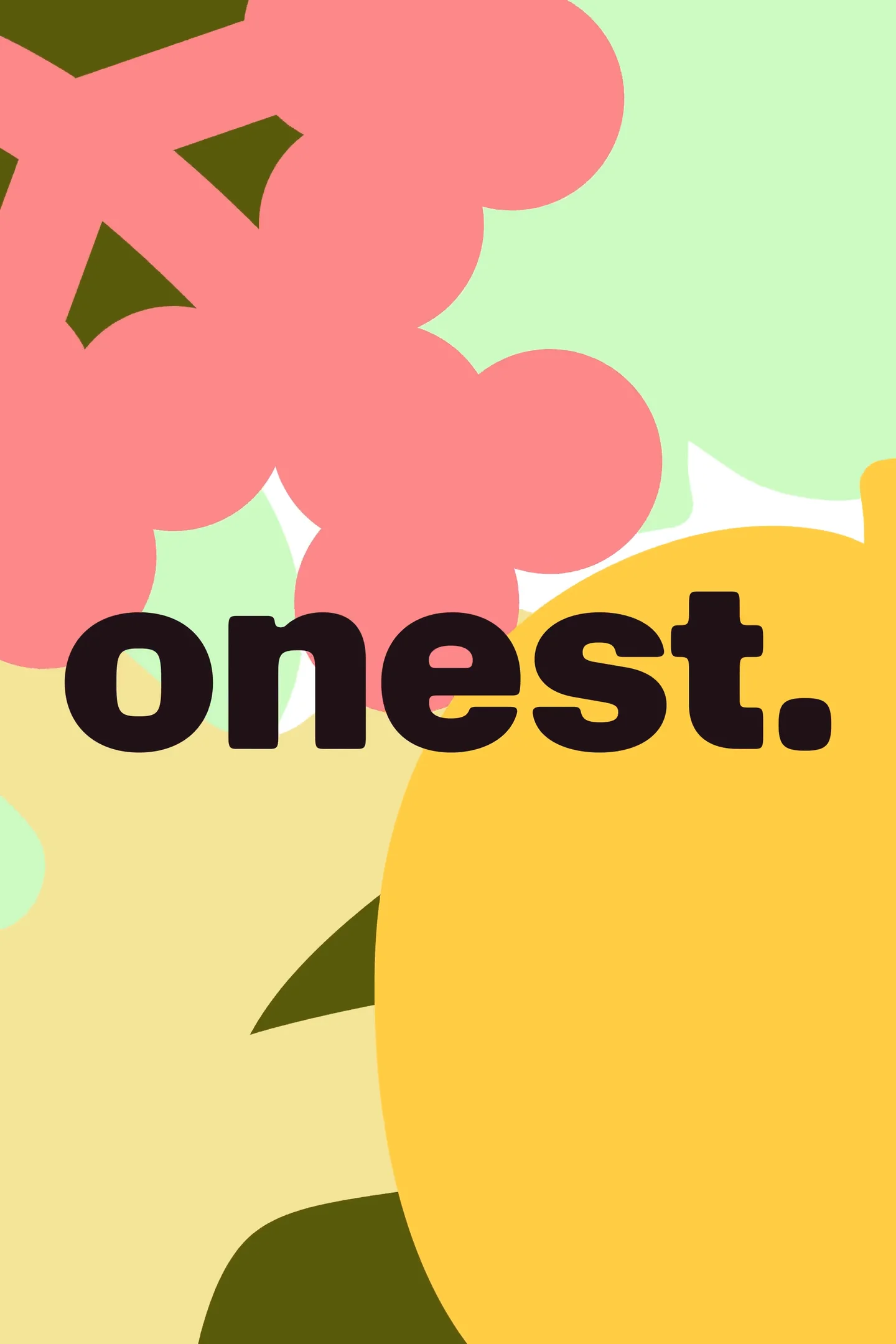 Onest food brand identity with pink, green and yellow shapes